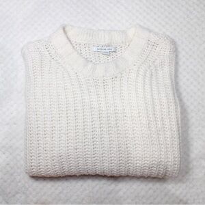 American Eagle Outfitters Cream Knit Crewneck Sweater